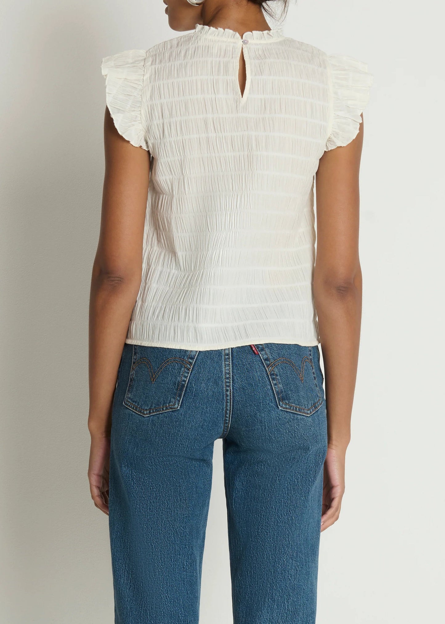 Nation LTD Ashley Ruffle Tank | Porcelain