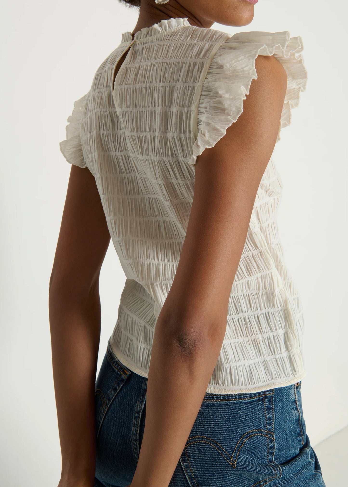 Nation LTD Ashley Ruffle Tank | Porcelain