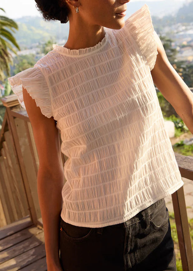 Nation LTD Ashley Ruffle Tank | Porcelain