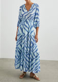 Caterine Dress Blue Watercolor Stripes