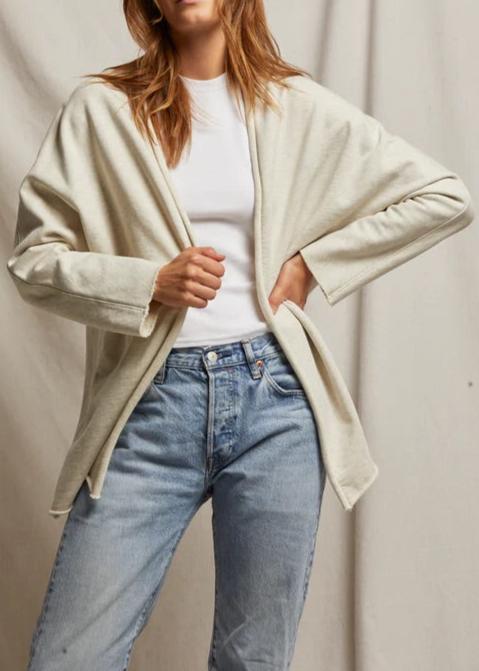 Perfect White Tee Celeste French Terry Cardigan Oatmeal