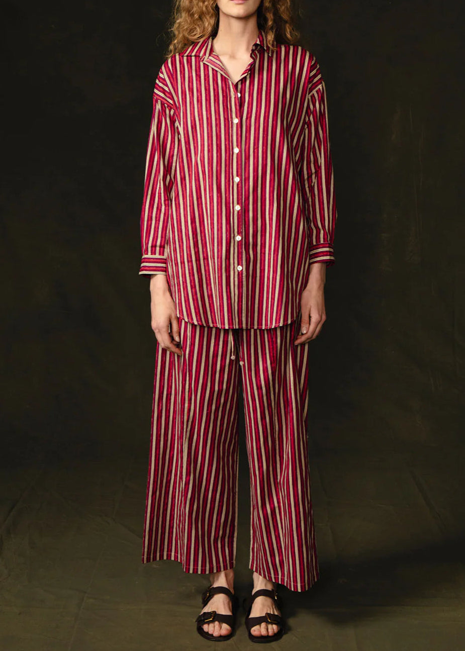 Chan Luu Pinstripe Printed Set | Red Stripe