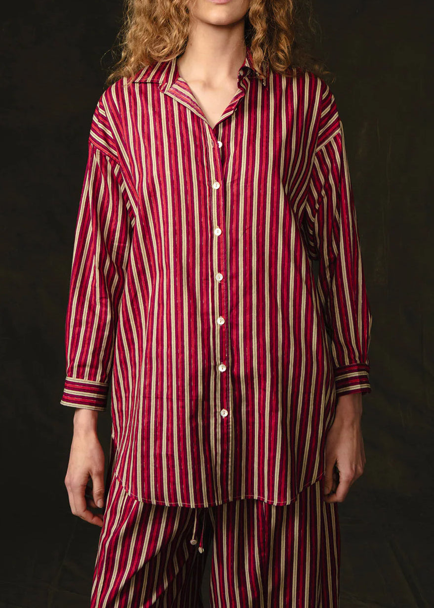 Chan Luu Pinstripe Printed Set | Red Stripe