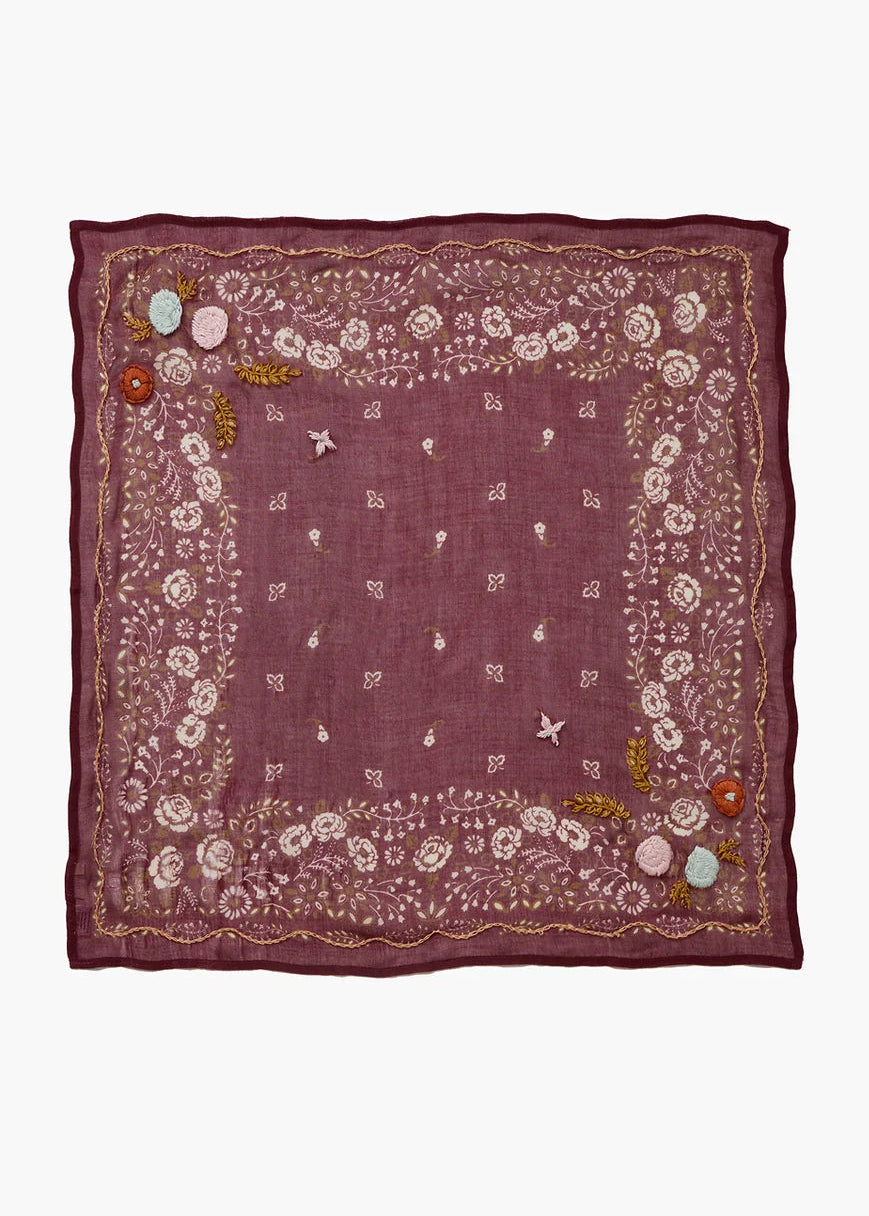 Chan Luu Embroidered Floral Bandana | Cabernet