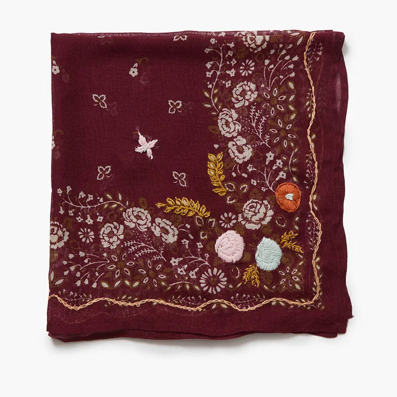 Chan Luu Embroidered Floral Bandana | Cabernet