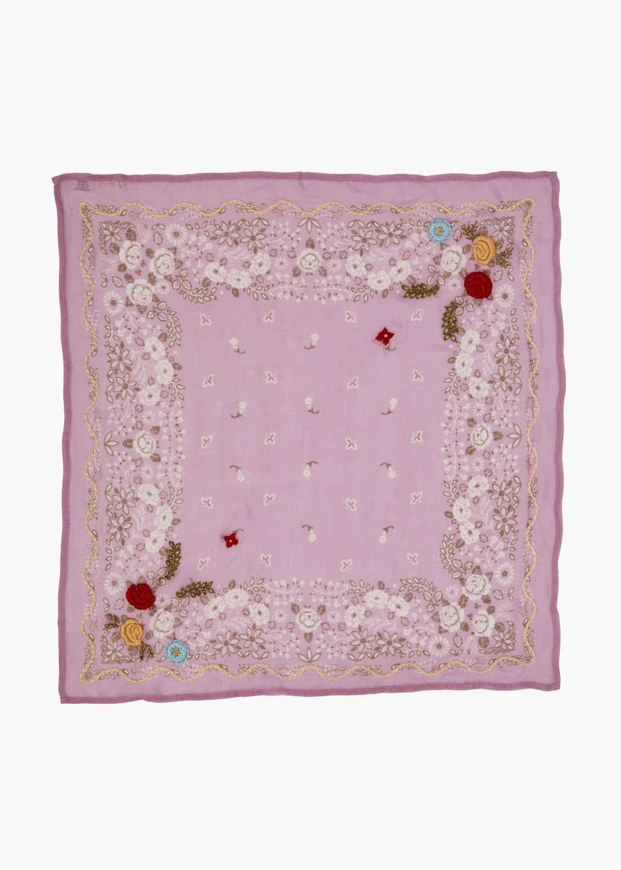 Chan Luu Embroidered Floral Bandana | Pastel Lavender