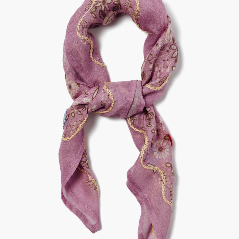Chan Luu Embroidered Floral Bandana | Pastel Lavender