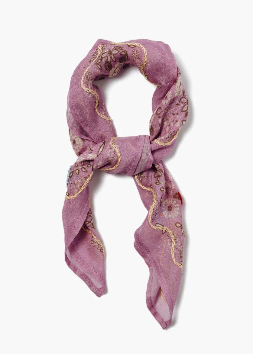 Chan Luu Embroidered Floral Bandana | Pastel Lavender