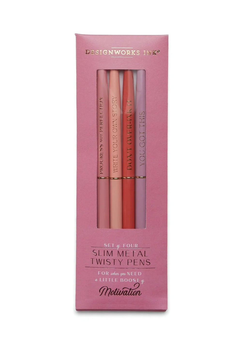 Designworks Ink Twisty Slim Metal Pen Set of 4 | Motivation