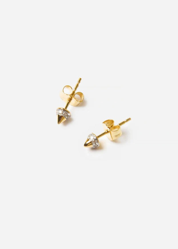 Adina Reyter 14k Gold London Pavé Diamond 3D Spike Post Earrings