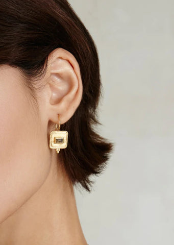 Pilar Earrings Gold Labradorite