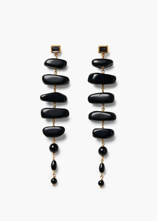 Chan Luu Mizumi Earrings Black Obsidian