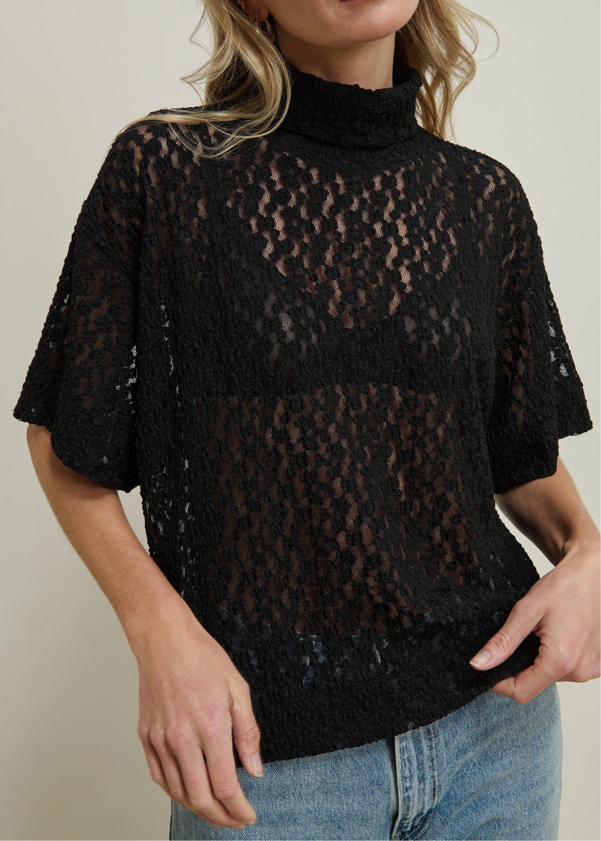 Nation LTD Fable Lace Turtleneck | Black