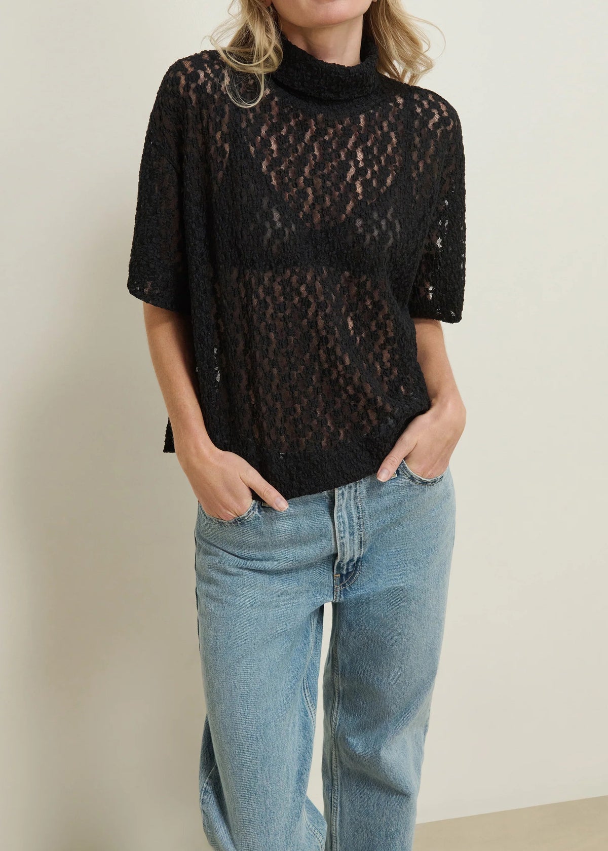 Nation LTD Fable Lace Turtleneck | Black