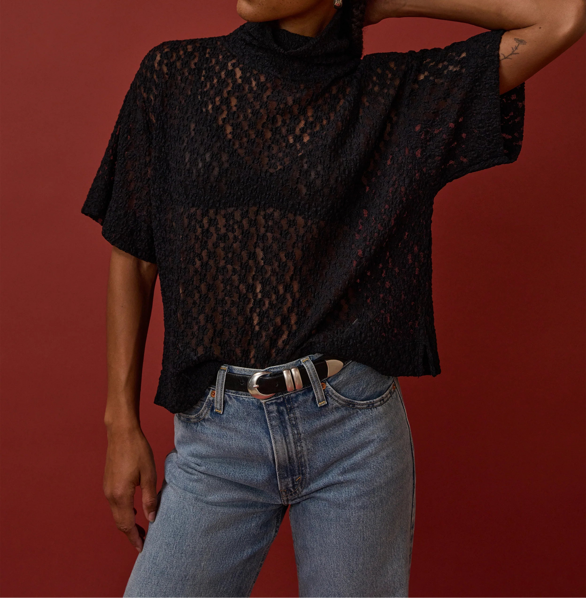 Nation LTD Fable Lace Turtleneck | Black