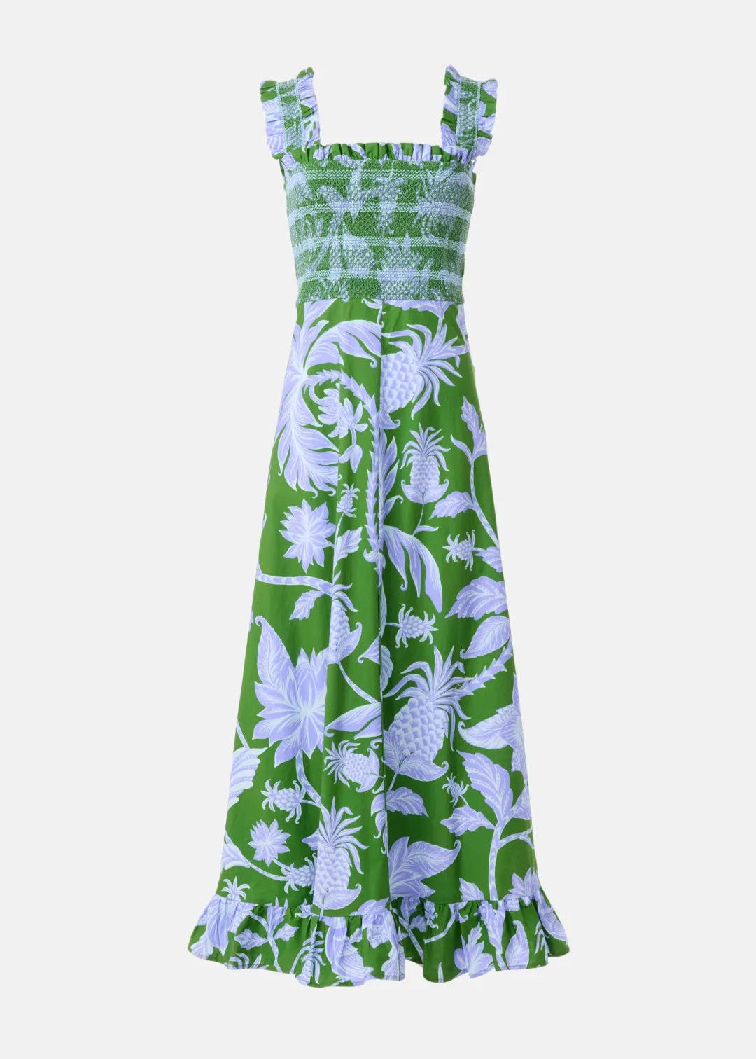 FARM Rio Green Tropical Swing Sleeveless Midi Dress