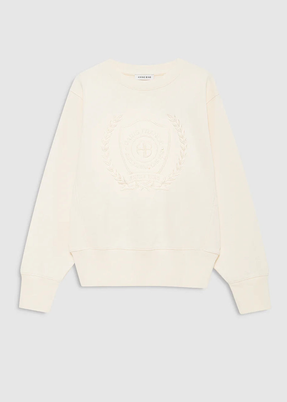 Anine Bing Harry Shrunken Signet Sweatshirt | Ecru