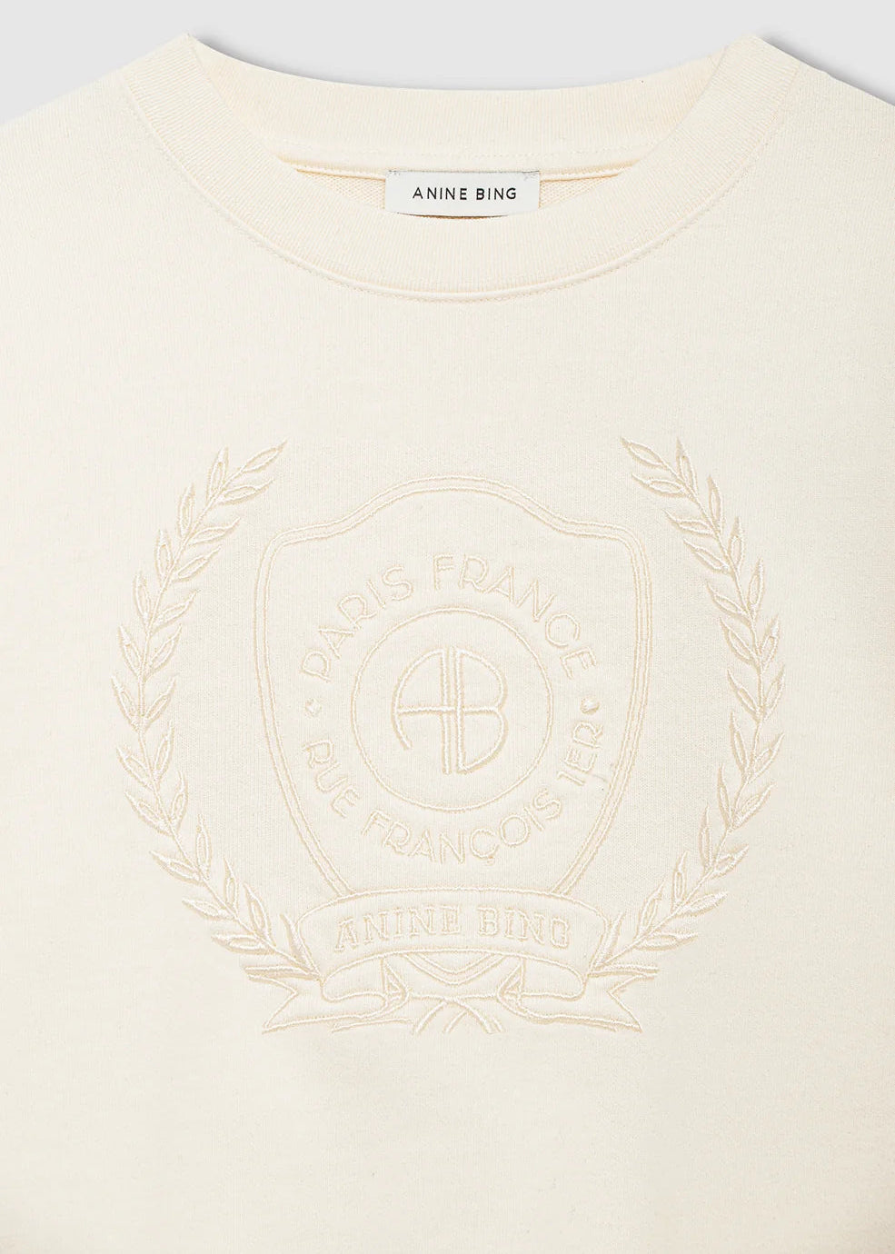 Anine Bing Harry Shrunken Signet Sweatshirt | Ecru