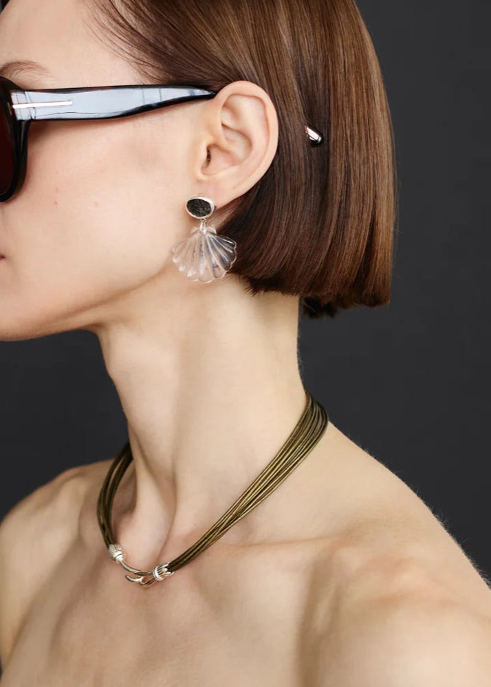 Chan Luu Scallop Earrings Clear Quartz