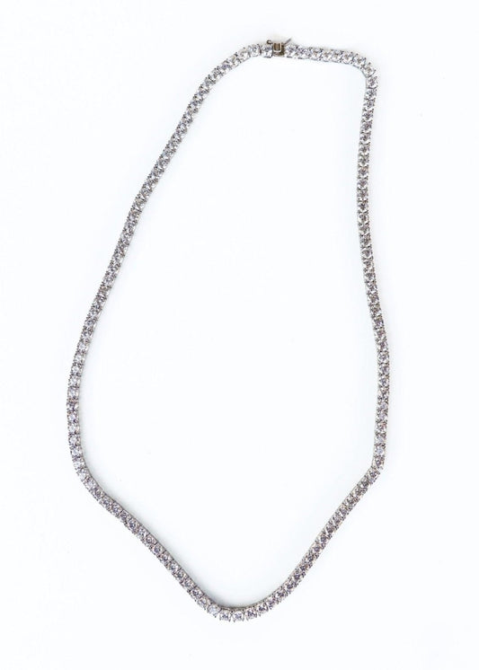 Tai 925 Silver Necklace Tennis White CZ 3mm
