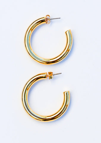 5-5.5mm Gold Hoop Brass Earring 35mm