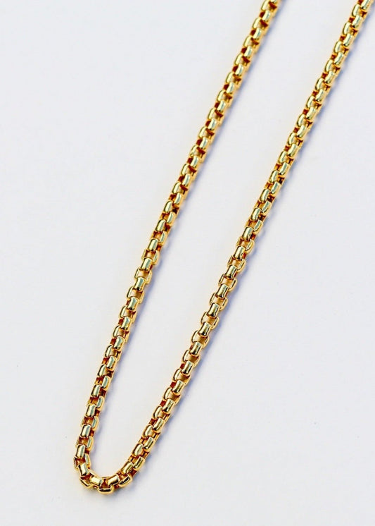 20" 14k Solid Gold Rounded Box Chain 3.5mm