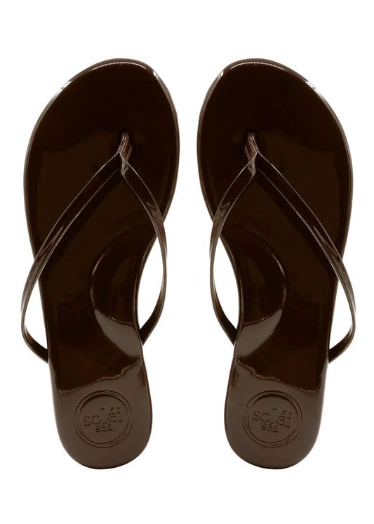 Solei Sea Indie Classic Thin Strap Sandal | Walnut Patent