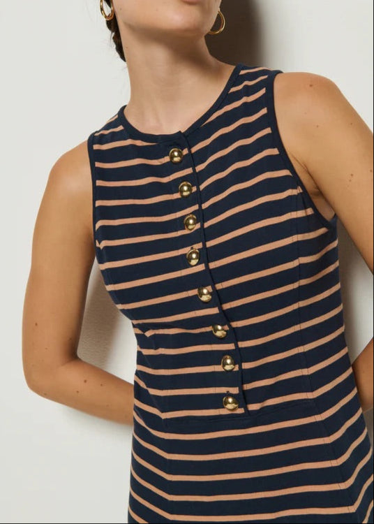 Nation LTD Jayna Dress | Latte Stripe