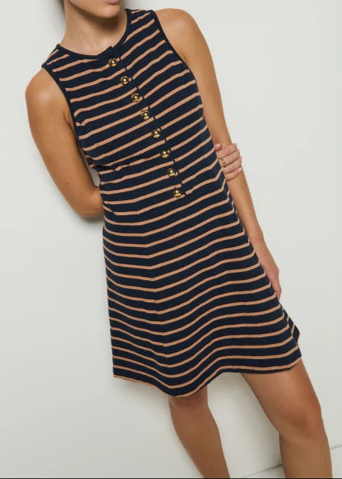 Nation LTD Jayna Dress | Latte Stripe
