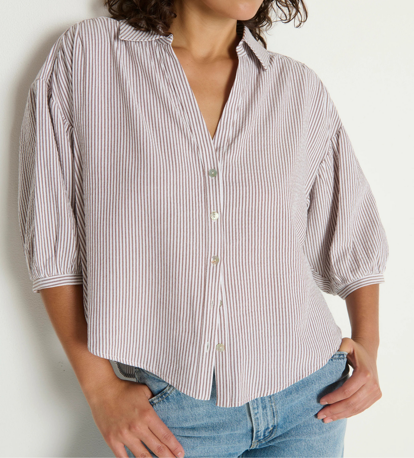 Nation LTD Jaynee Blouse Shirt | Praline Stripe