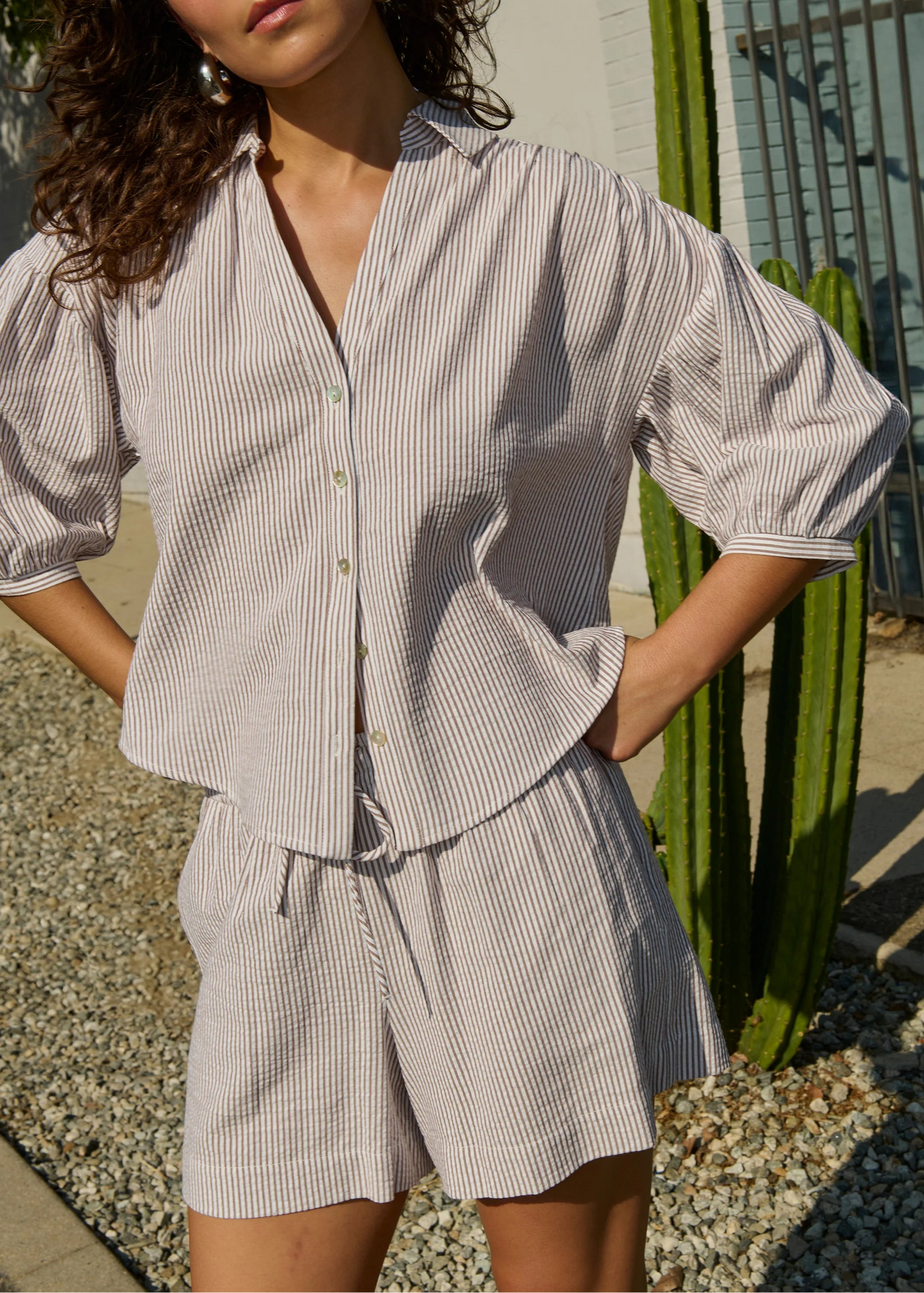 Nation LTD Jaynee Blouse Shirt | Praline Stripe