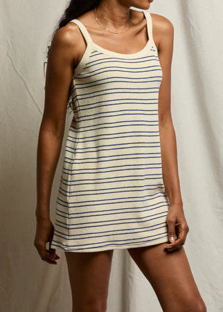 Perfect White Tee Loveshack Stripe Loop Terry Mini Dress | Cobalt Sugar Stripe