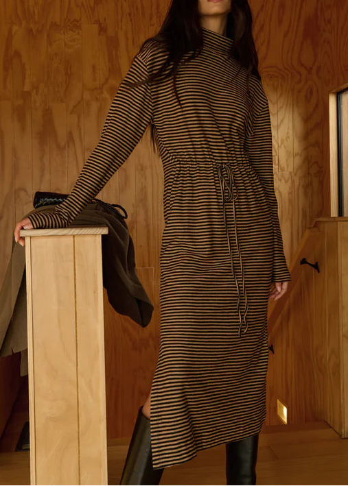 Nation LTD Mariel Dress | Mini Cocoa Stripe