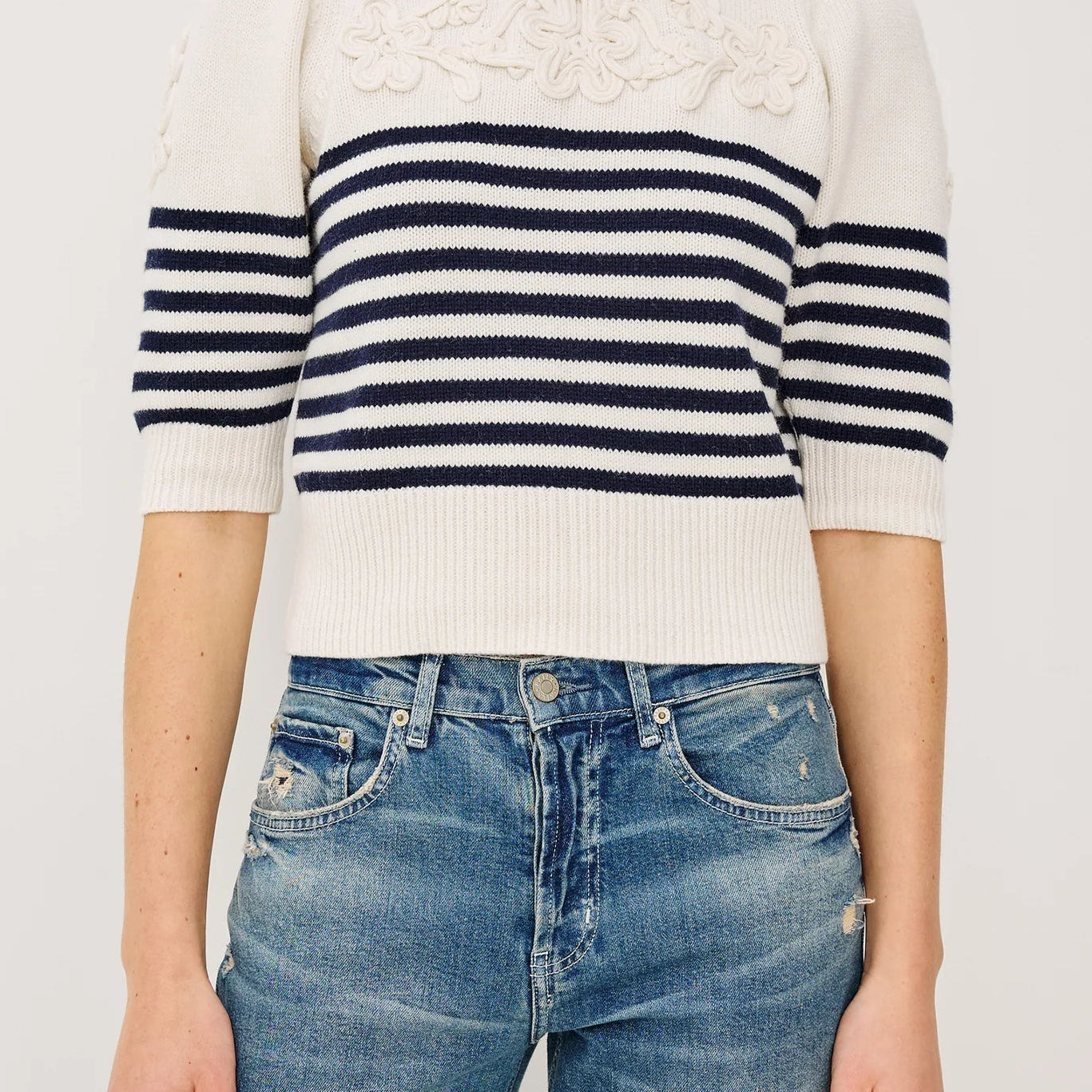 Rails Martha Sweater | Ivory Navy Floral Stripe