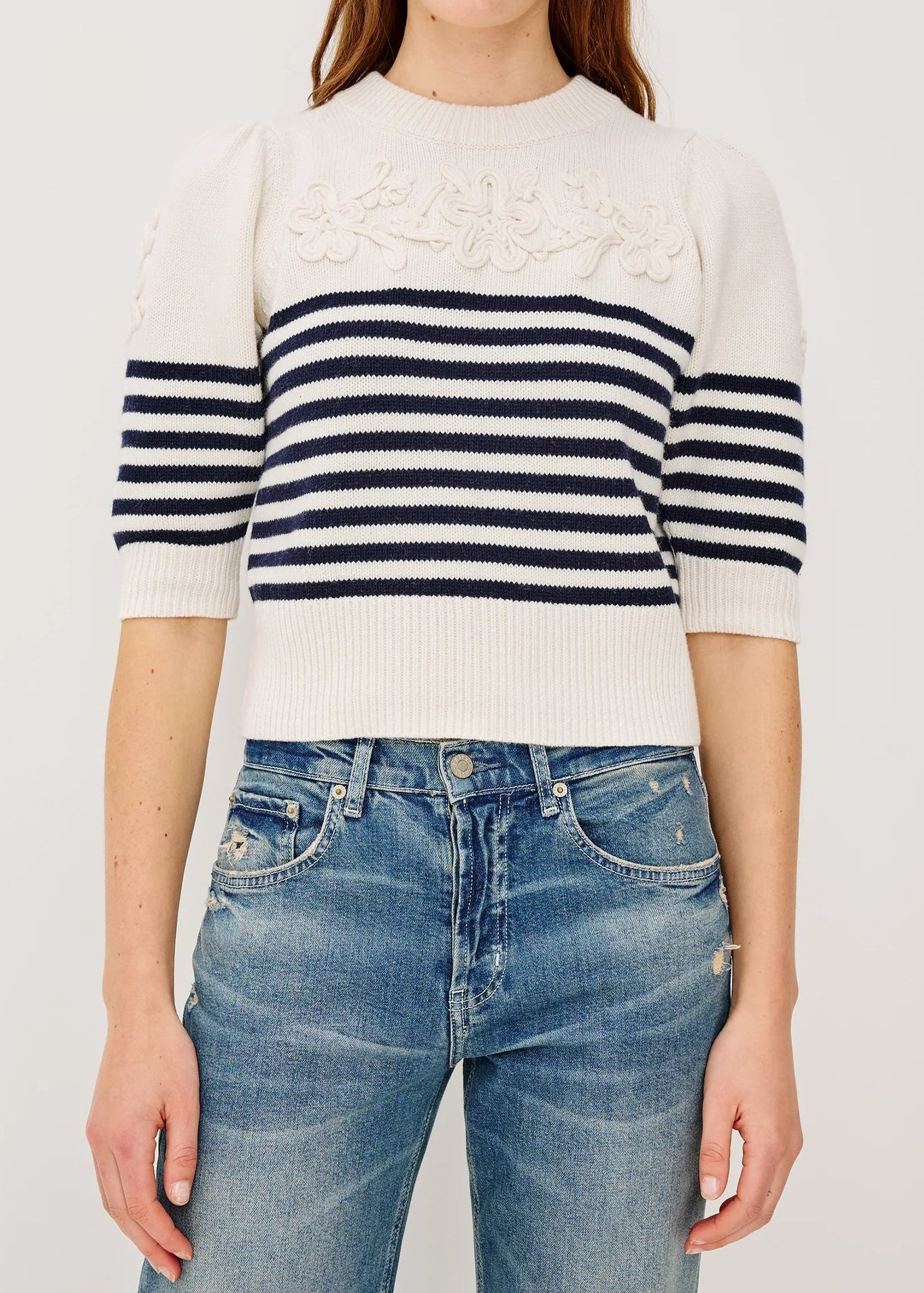 Rails Martha Sweater | Ivory Navy Floral Stripe