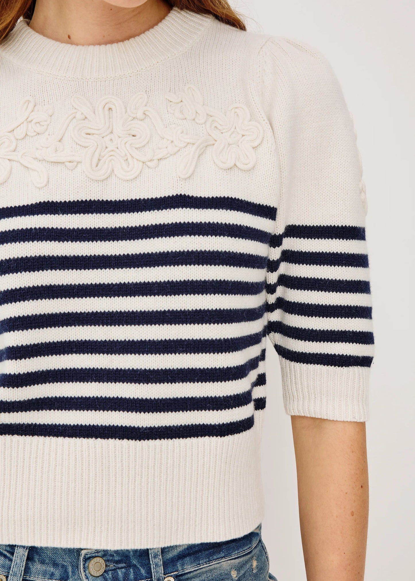 Rails Martha Sweater | Ivory Navy Floral Stripe