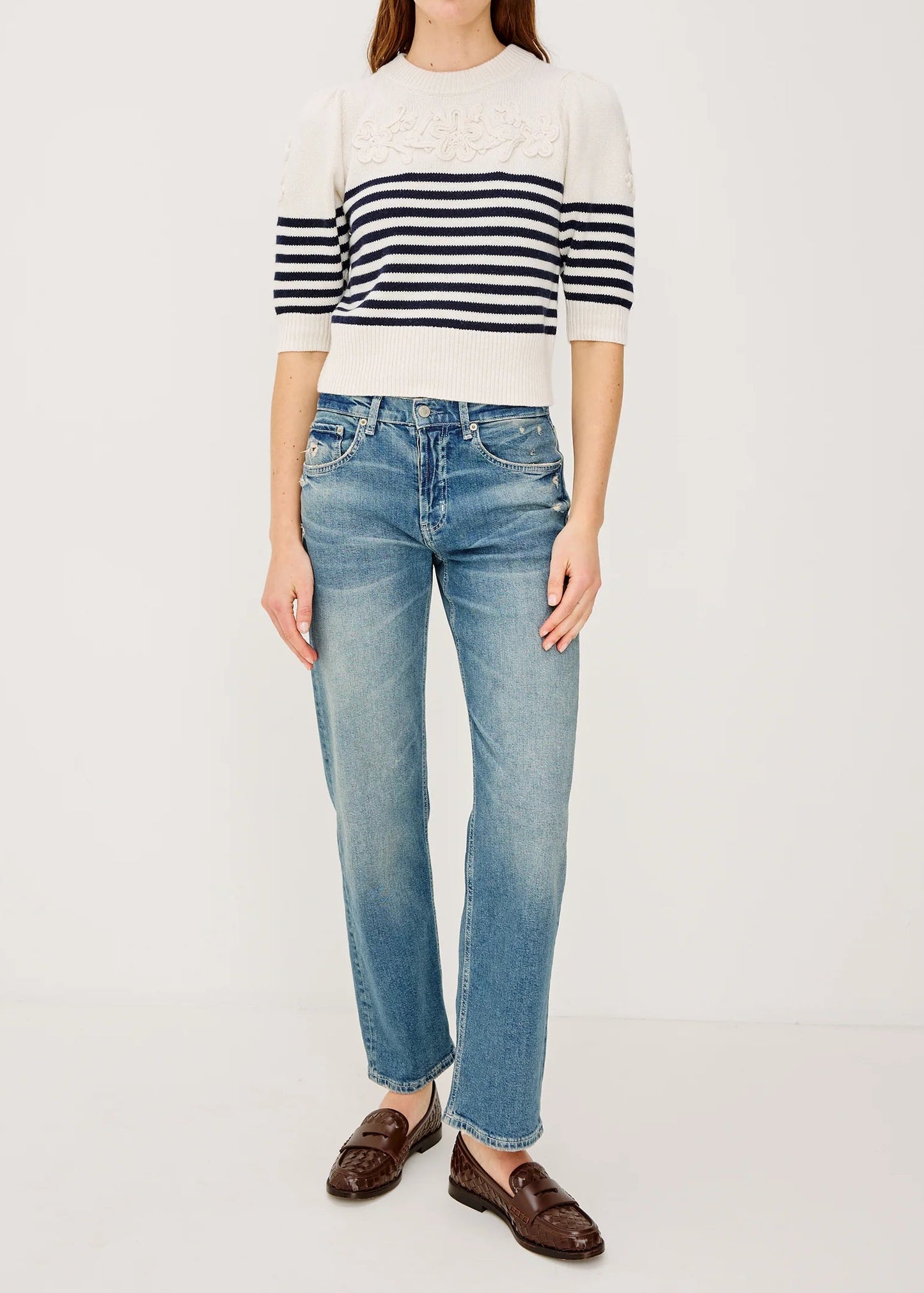 Rails Martha Sweater | Ivory Navy Floral Stripe