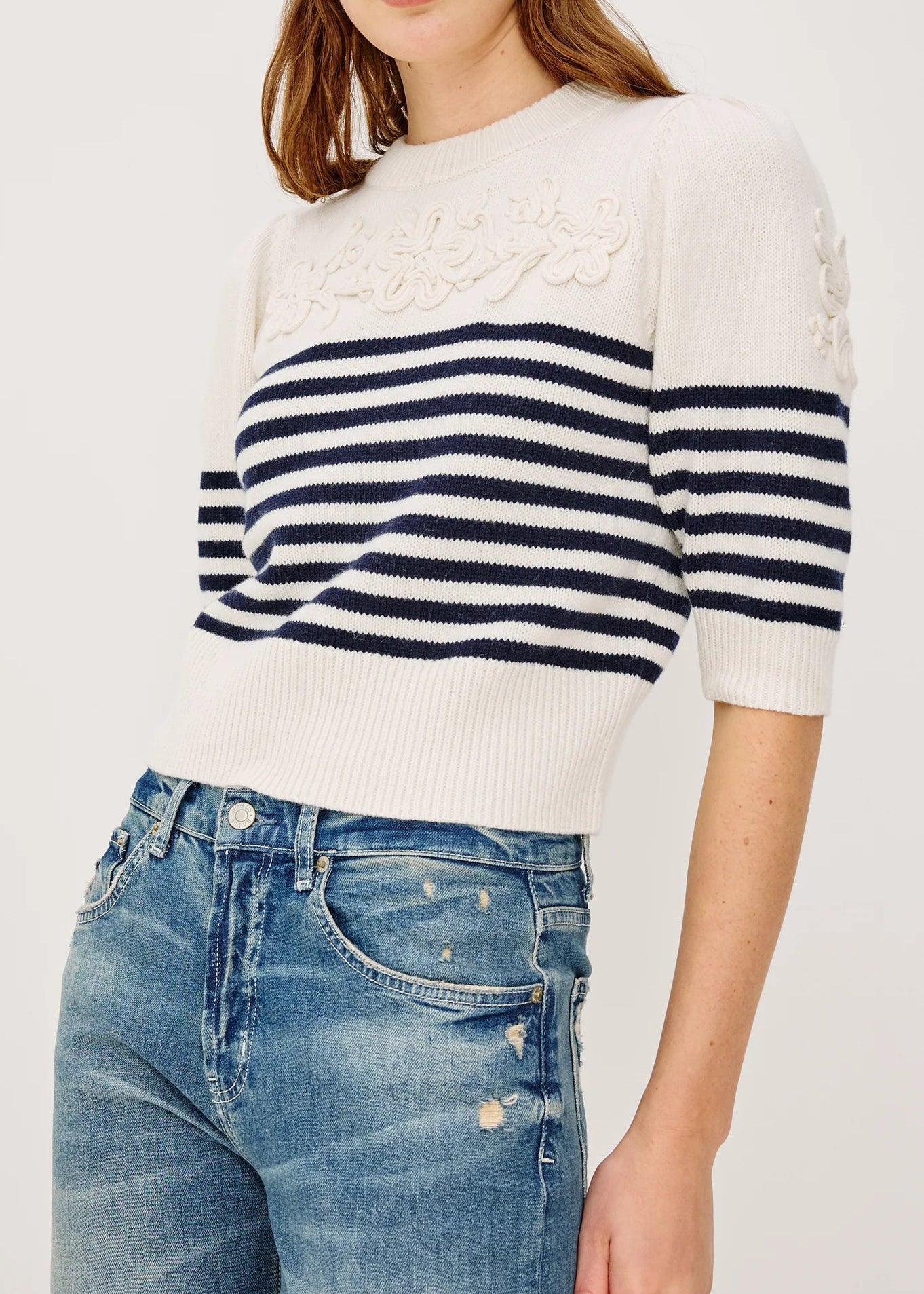 Rails Martha Sweater | Ivory Navy Floral Stripe