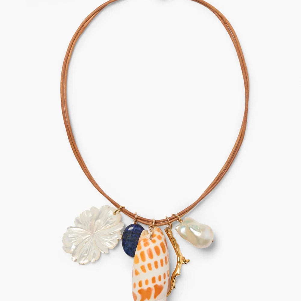 Chan Luu Mitra Leather Charm Necklace Multi