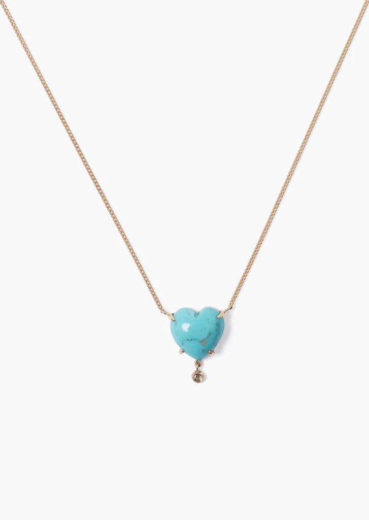 14k Heart Necklace Turquoise