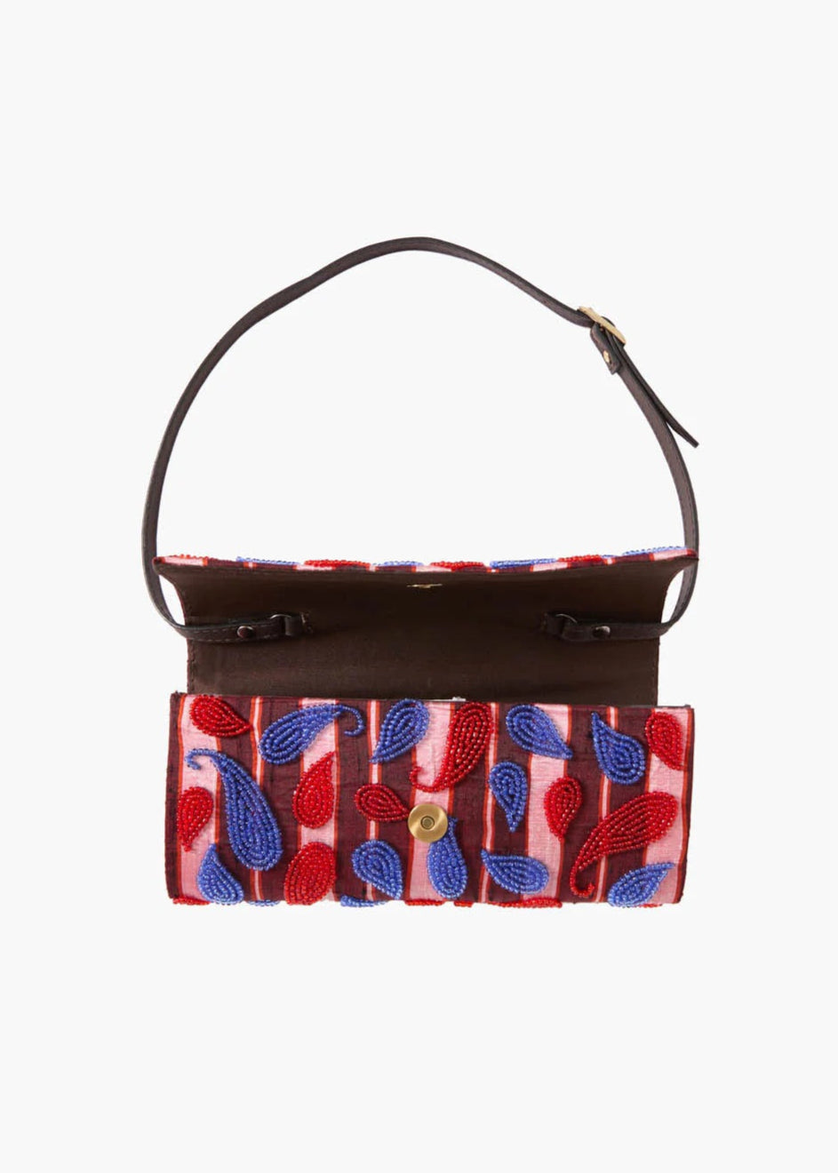 Chan Luu Beaded Silk Clutch Red Stripe
