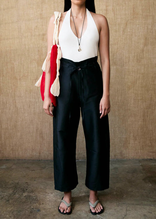 Chan Luu Techno Taffeta Barrel Pant | Black