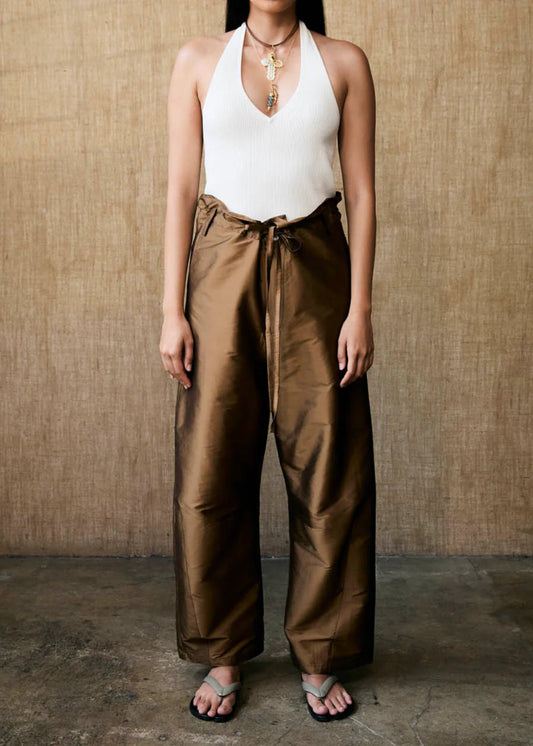 Chan Luu Techno Taffeta Barrel Pant | Bronze