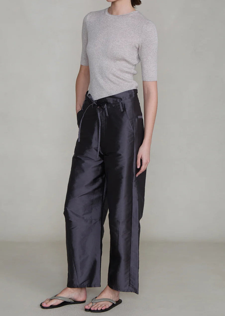 Chan Luu Techno Taffeta Barrel Pant | Gunmetal