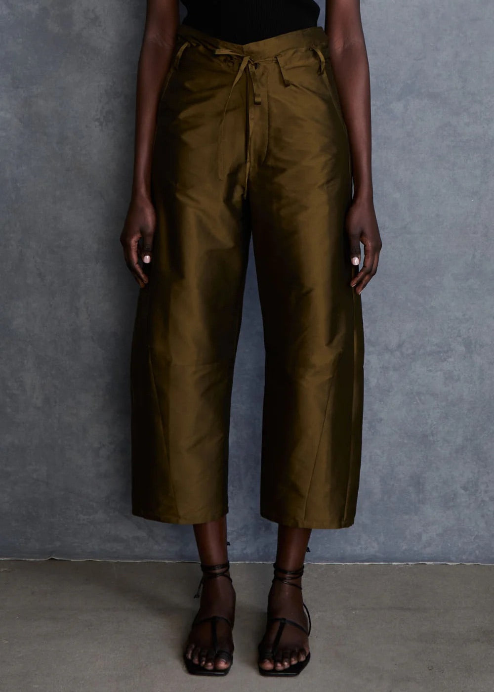 Chan Luu Techno Taffeta Barrel Pant Olive