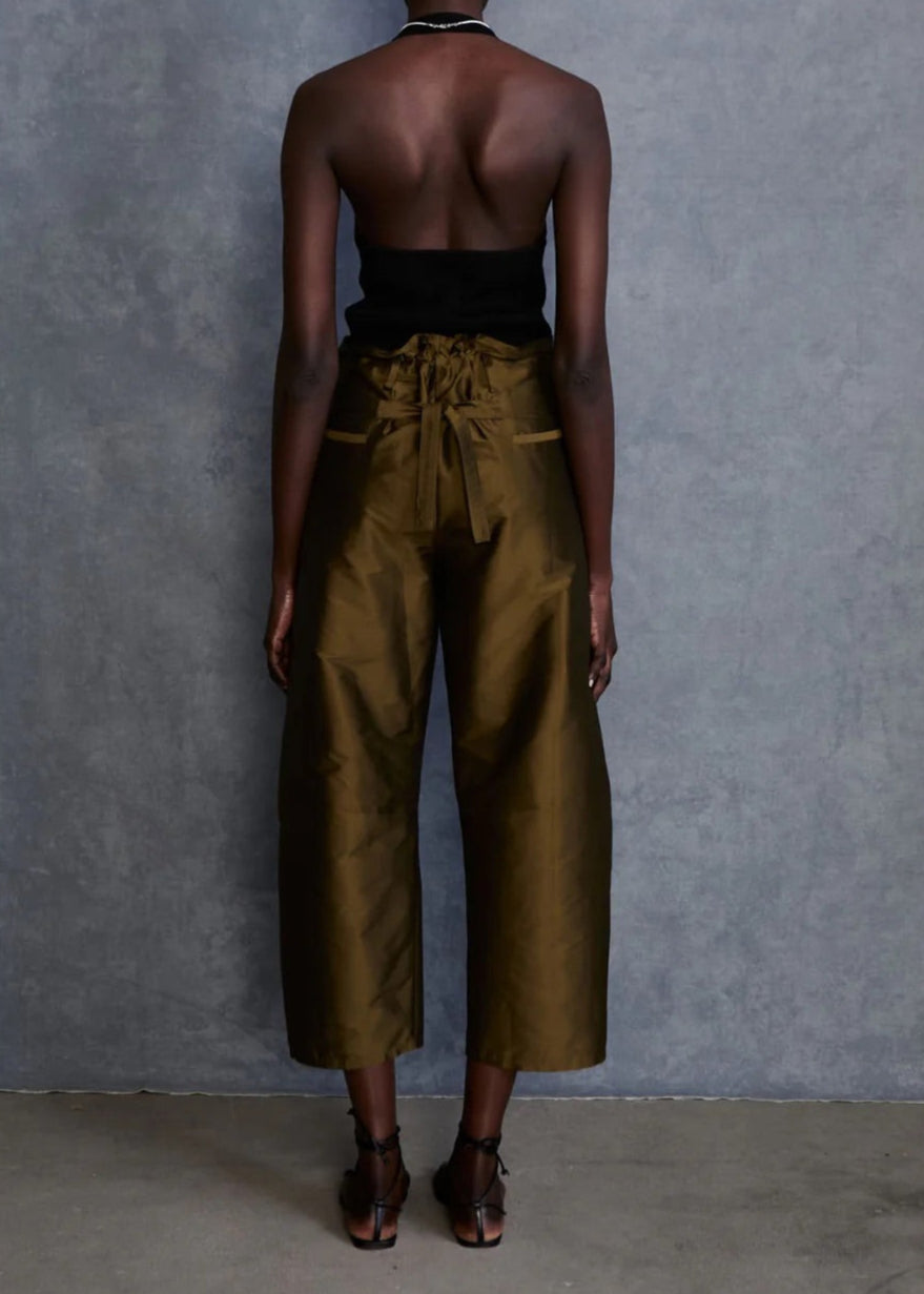 Chan Luu Techno Taffeta Barrel Pant Olive