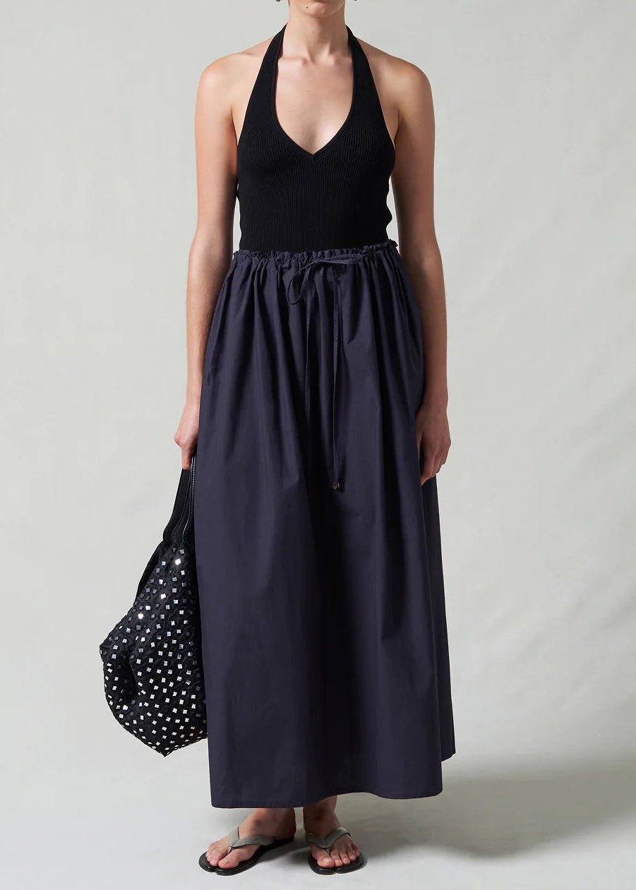 Chan Luu Poplin Column Skirt | Midnight Navy