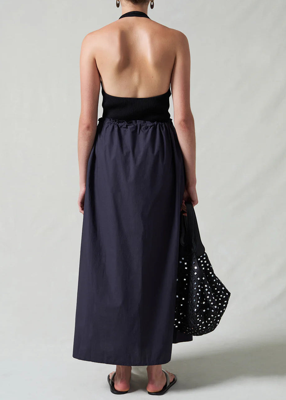 Chan Luu Poplin Column Skirt | Midnight Navy
