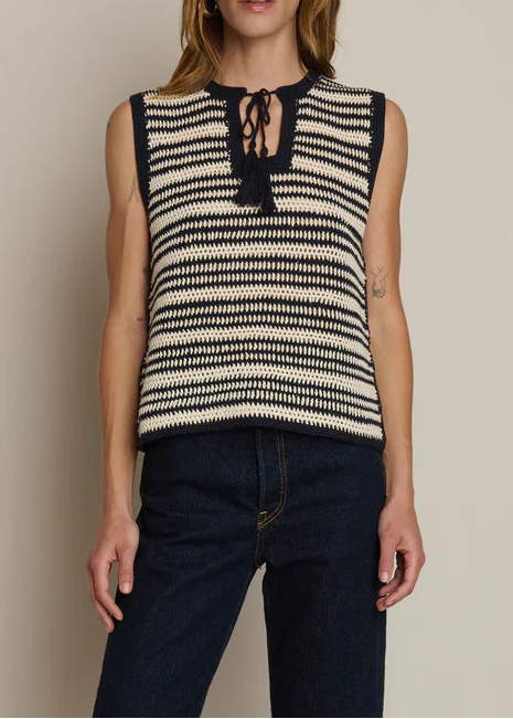 Nation LTD Priscilla Crochet Tank Crochet | Seascape Stripe