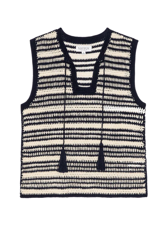 Nation LTD Priscilla Crochet Tank Crochet | Seascape Stripe